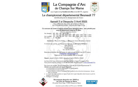 Championnat départemental Beursault Seine &amp; Marne les 2 et 3 Avril 2022